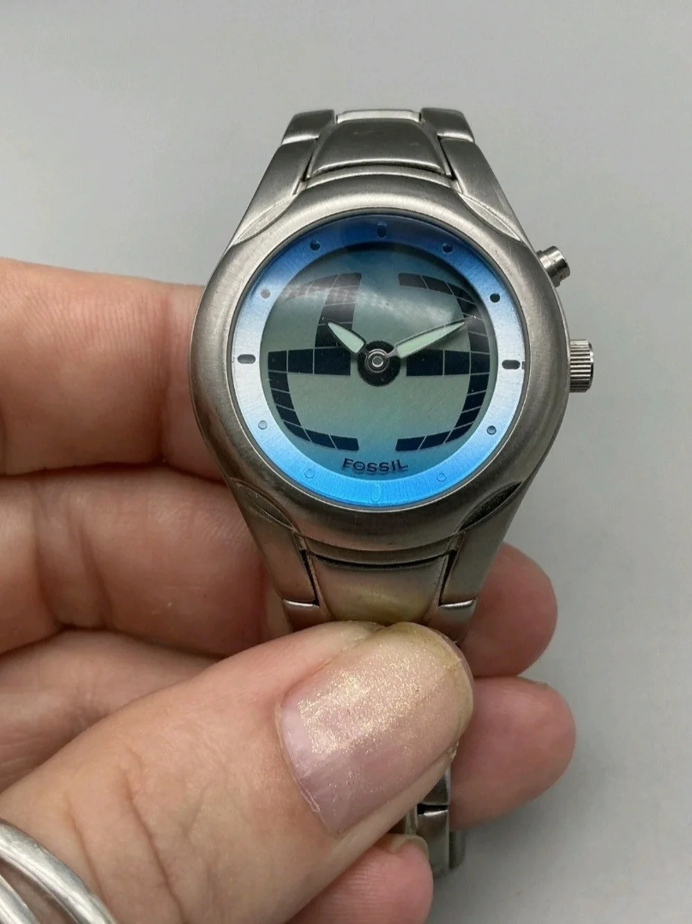 Fossil Women's Stainless Steel Blue Dial Analog Watch (Working)